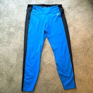 Asics workout leggings in Royal blue/Cobalt blue and black, size XL